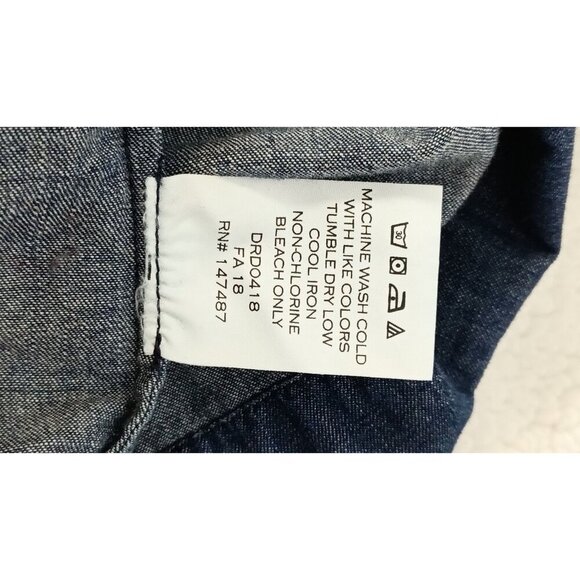 Draper James Womens Chambray Denim Shift Dress Ruffle 3/4 Bell Sleeves Size 6 - Picture 8 of 10